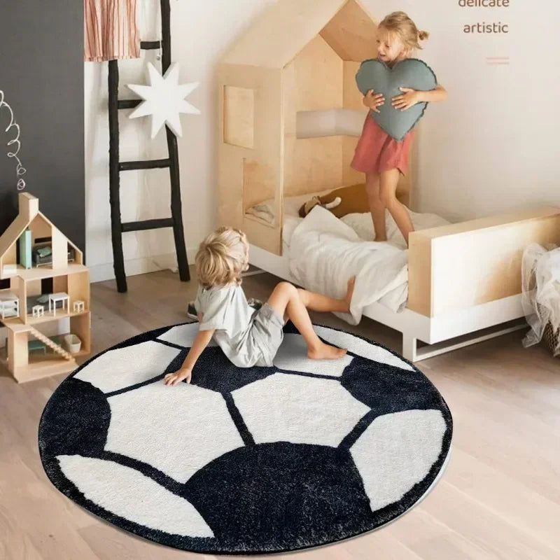 Soccer Ball Area Rug – Soft Football Carpet for Bedroom, Living Room, Kids’ Room & Sports Fans