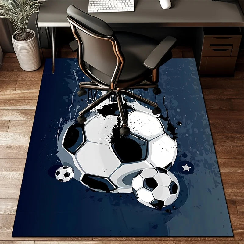 Football Logo Rug – Soft Soccer Carpet for Bedroom, Living Room, Kids & Sports Fans