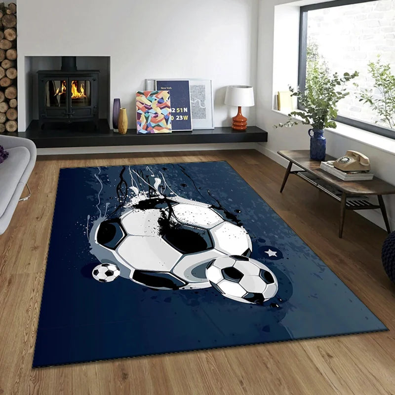 Football Logo Rug – Soft Soccer Carpet for Bedroom, Living Room, Kids & Sports Fans