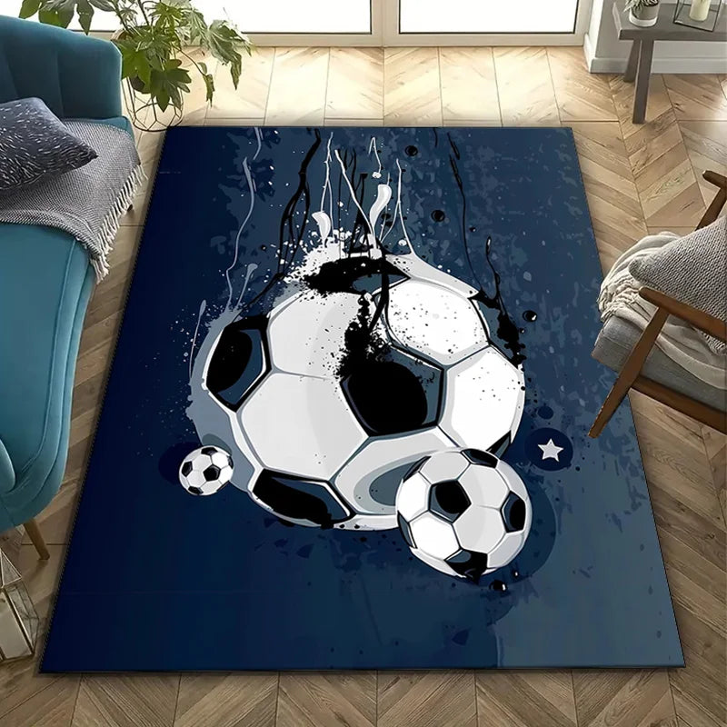Football Logo Rug – Soft Soccer Carpet for Bedroom, Living Room, Kids & Sports Fans