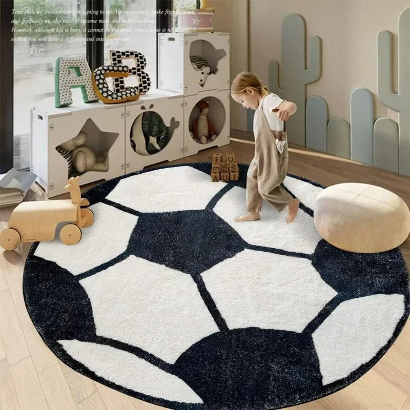 Soccer Ball Area Rug – Soft Football Carpet for Bedroom, Living Room, Kids’ Room & Sports Fans
