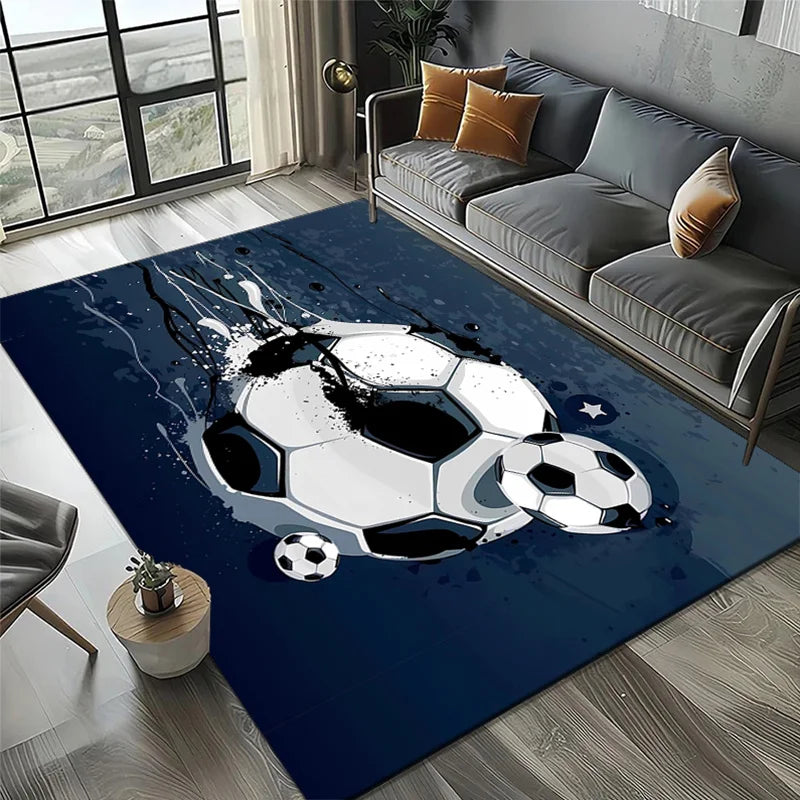 Football Logo Rug – Soft Soccer Carpet for Bedroom, Living Room, Kids & Sports Fans