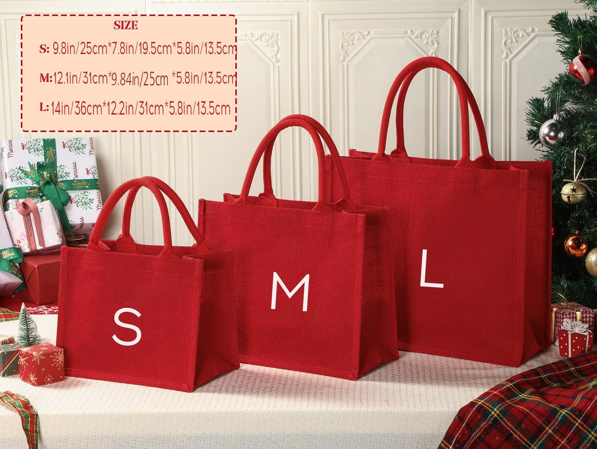 Personalized Holiday Gift Bag & Charm - Custom Name Party Bags for Christmas Eve & Festive Presents