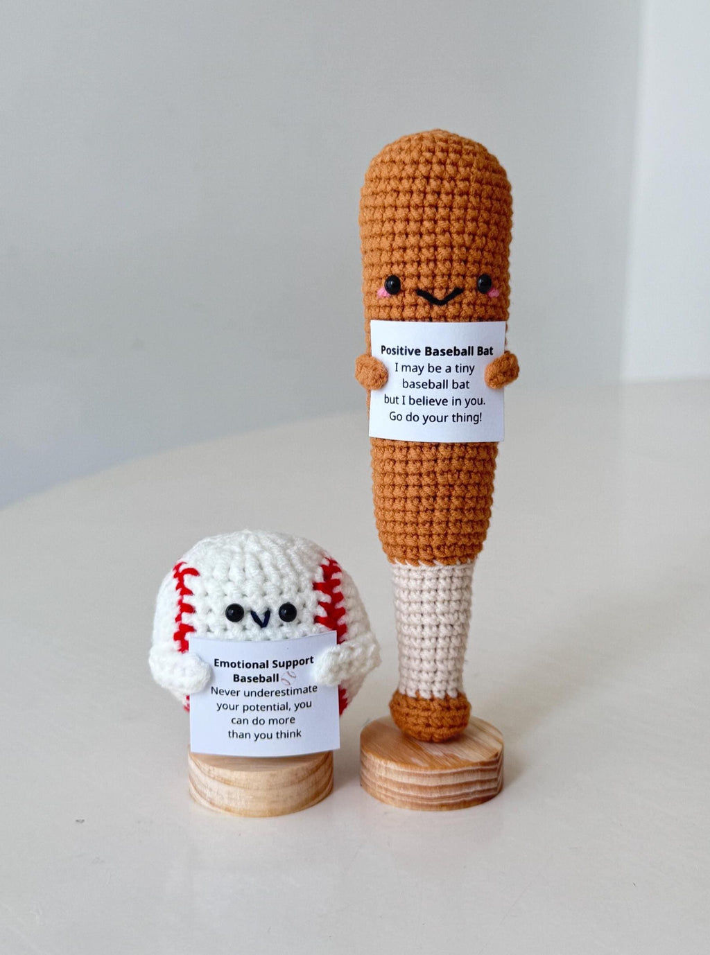 Funny Positive Baseball, Knitted Baseball Bat With Positive Card