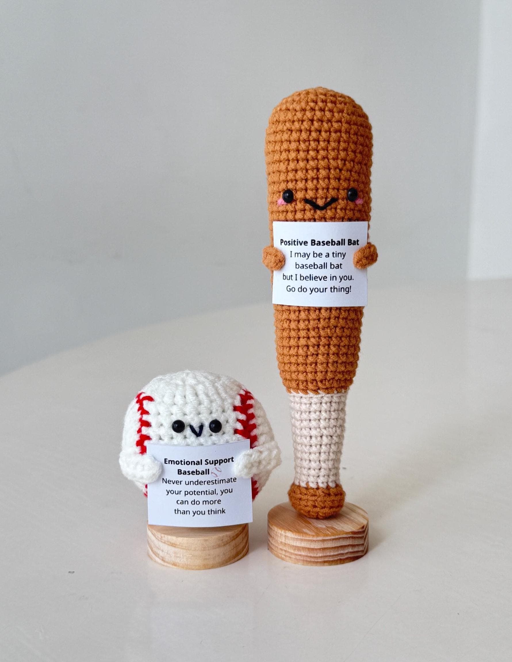 Funny Positive Baseball, Knitted Baseball Bat With Positive Card