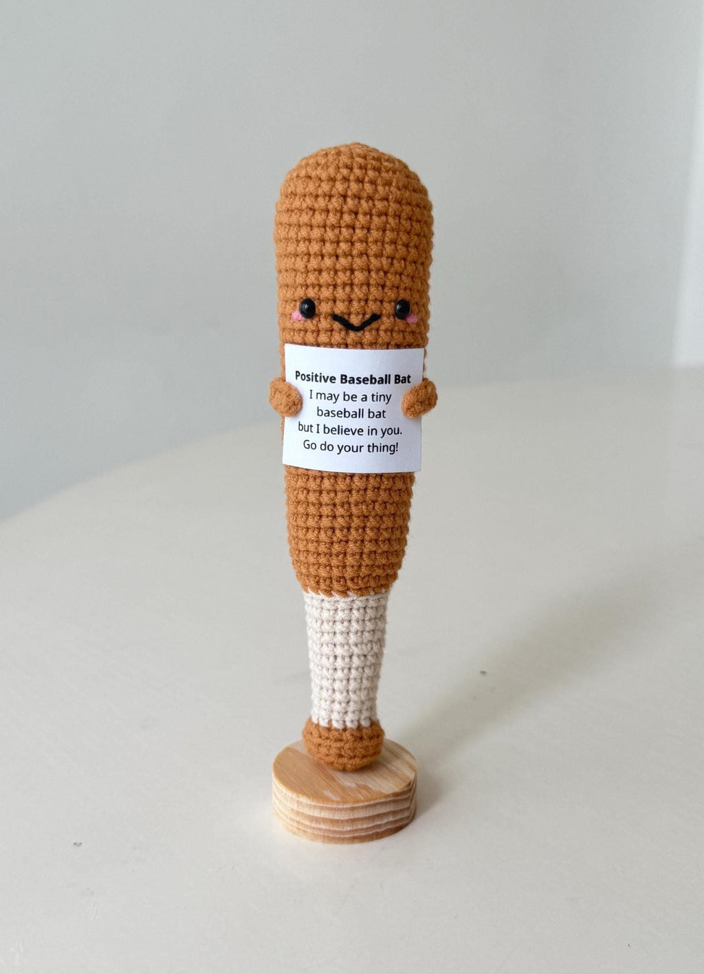 Funny Positive Baseball, Knitted Baseball Bat With Positive Card