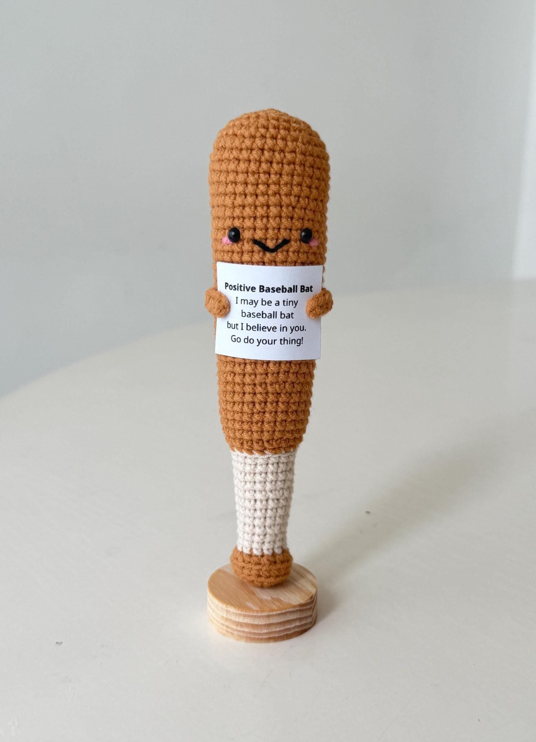 Funny Positive Baseball, Knitted Baseball Bat With Positive Card