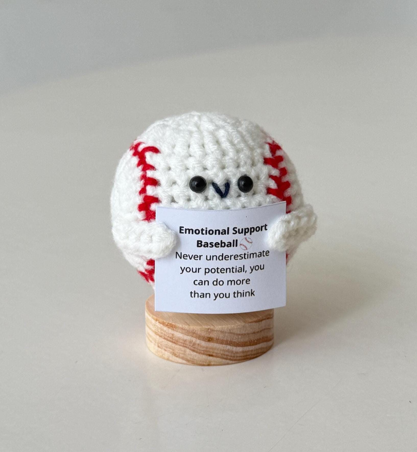 Funny Positive Baseball, Knitted Baseball Bat With Positive Card