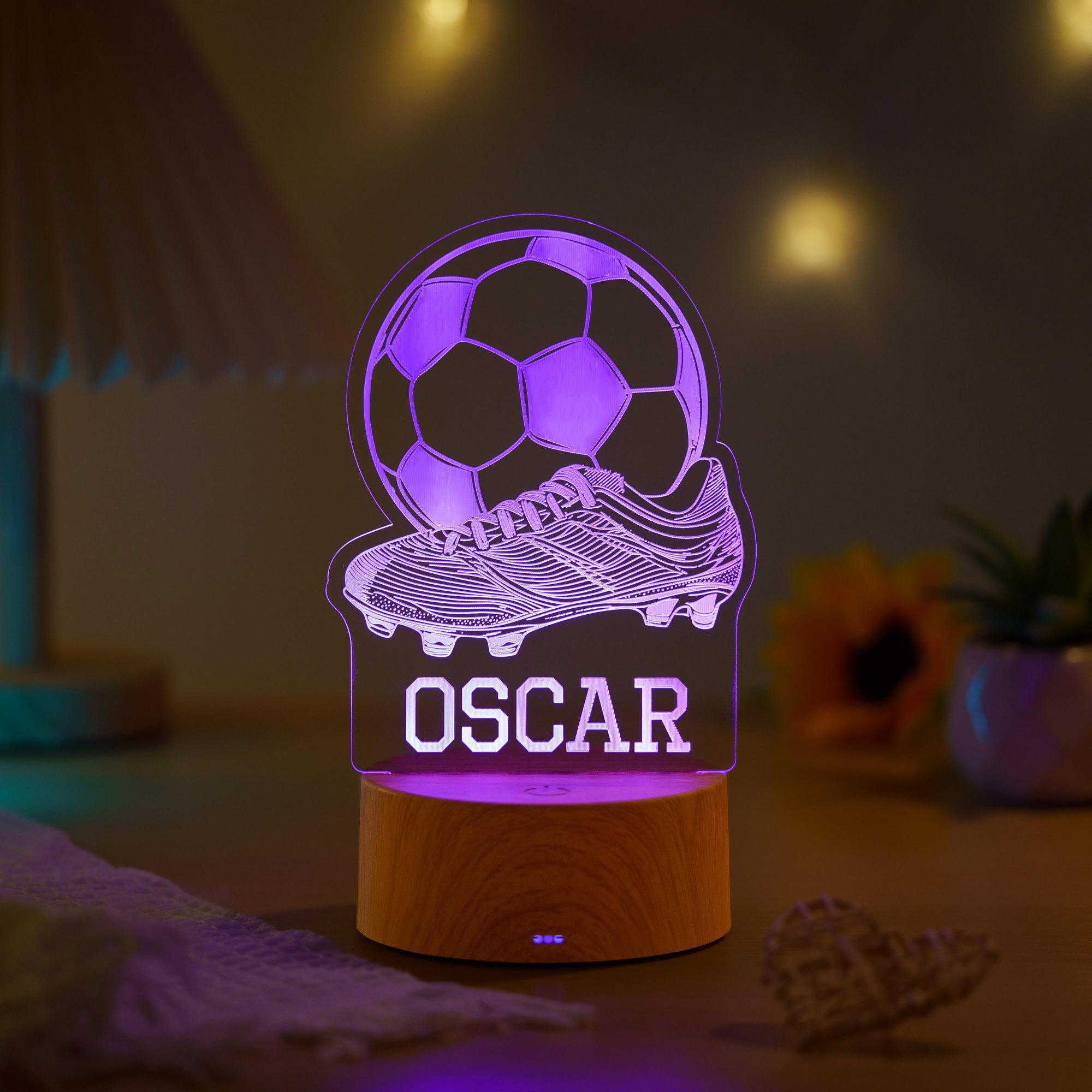 Personalised Football Night Light,Custom Name Soccer LED Lamp,Players Birthday Gift,Sport Fans Bedroom Decor,Team Fan Sign,Kids Bedside Lamp