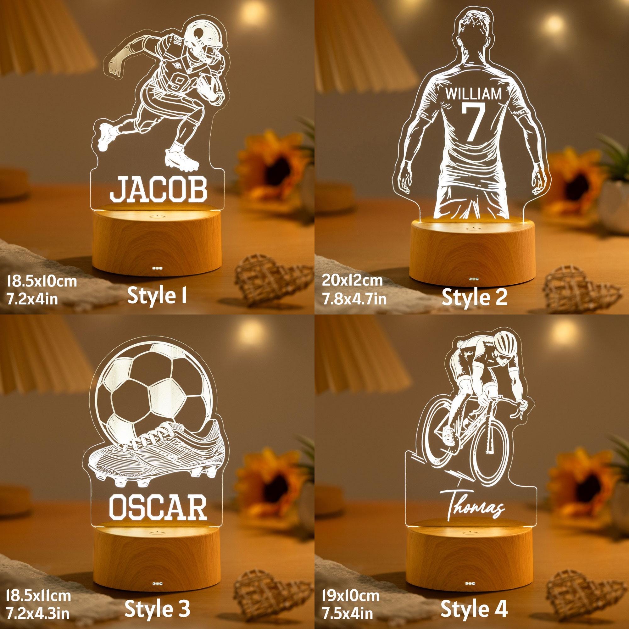 Personalised Football Night Light,Custom Name Soccer LED Lamp,Players Birthday Gift,Sport Fans Bedroom Decor,Team Fan Sign,Kids Bedside Lamp