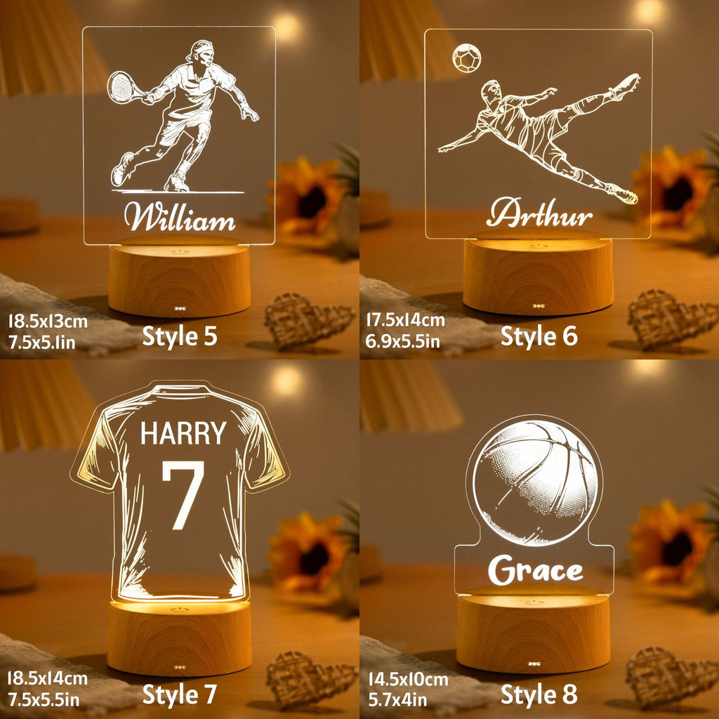 Personalised Football Night Light,Custom Name Soccer LED Lamp,Players Birthday Gift,Sport Fans Bedroom Decor,Team Fan Sign,Kids Bedside Lamp