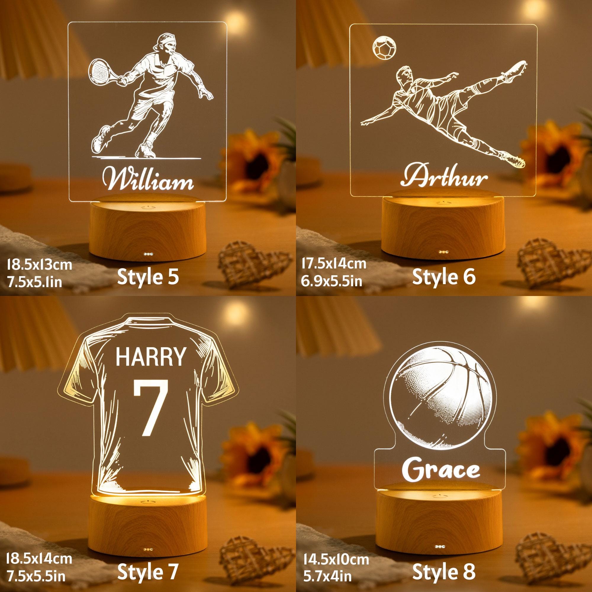 Personalised Football Night Light,Custom Name Soccer LED Lamp,Players Birthday Gift,Sport Fans Bedroom Decor,Team Fan Sign,Kids Bedside Lamp
