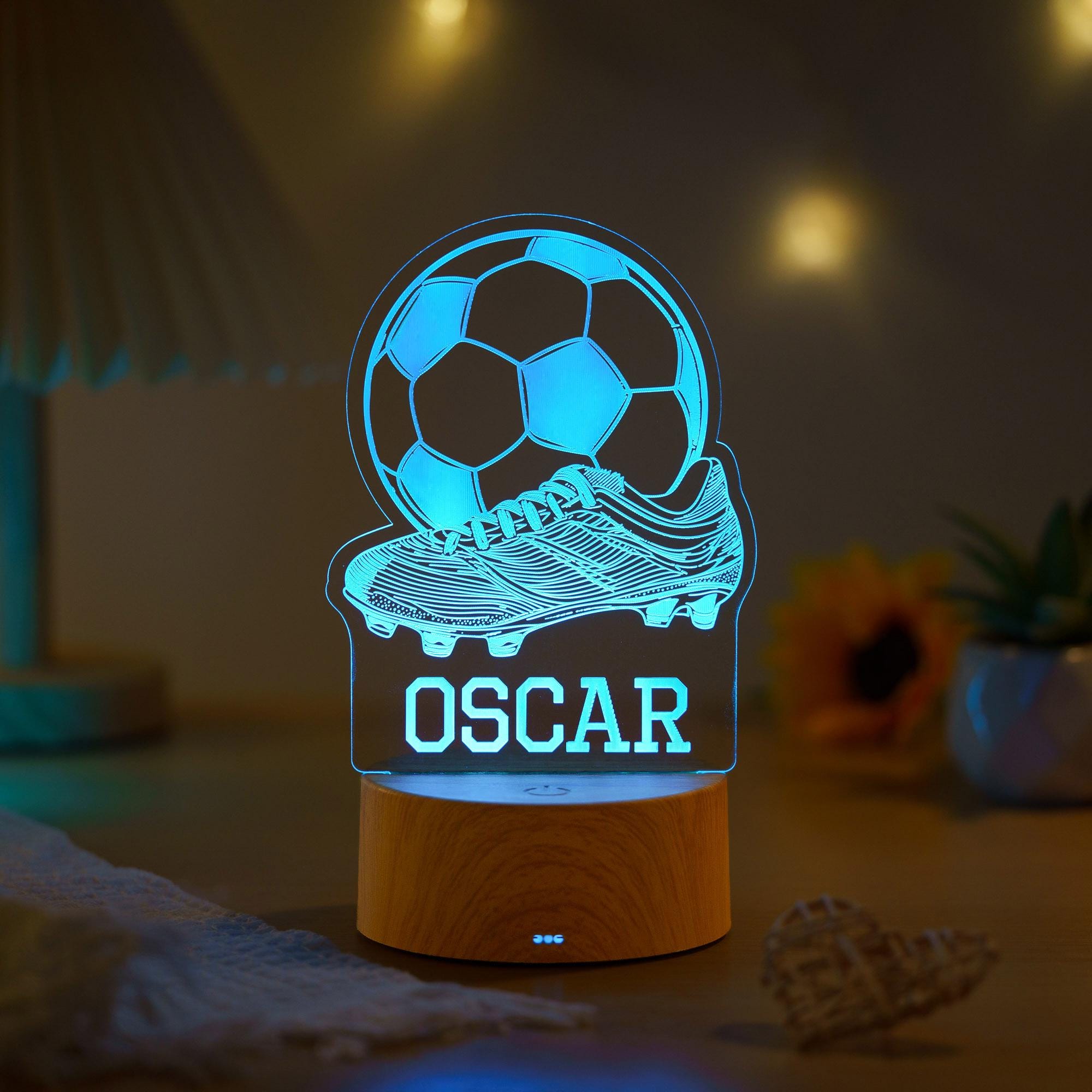 Personalised Football Night Light,Custom Name Soccer LED Lamp,Players Birthday Gift,Sport Fans Bedroom Decor,Team Fan Sign,Kids Bedside Lamp