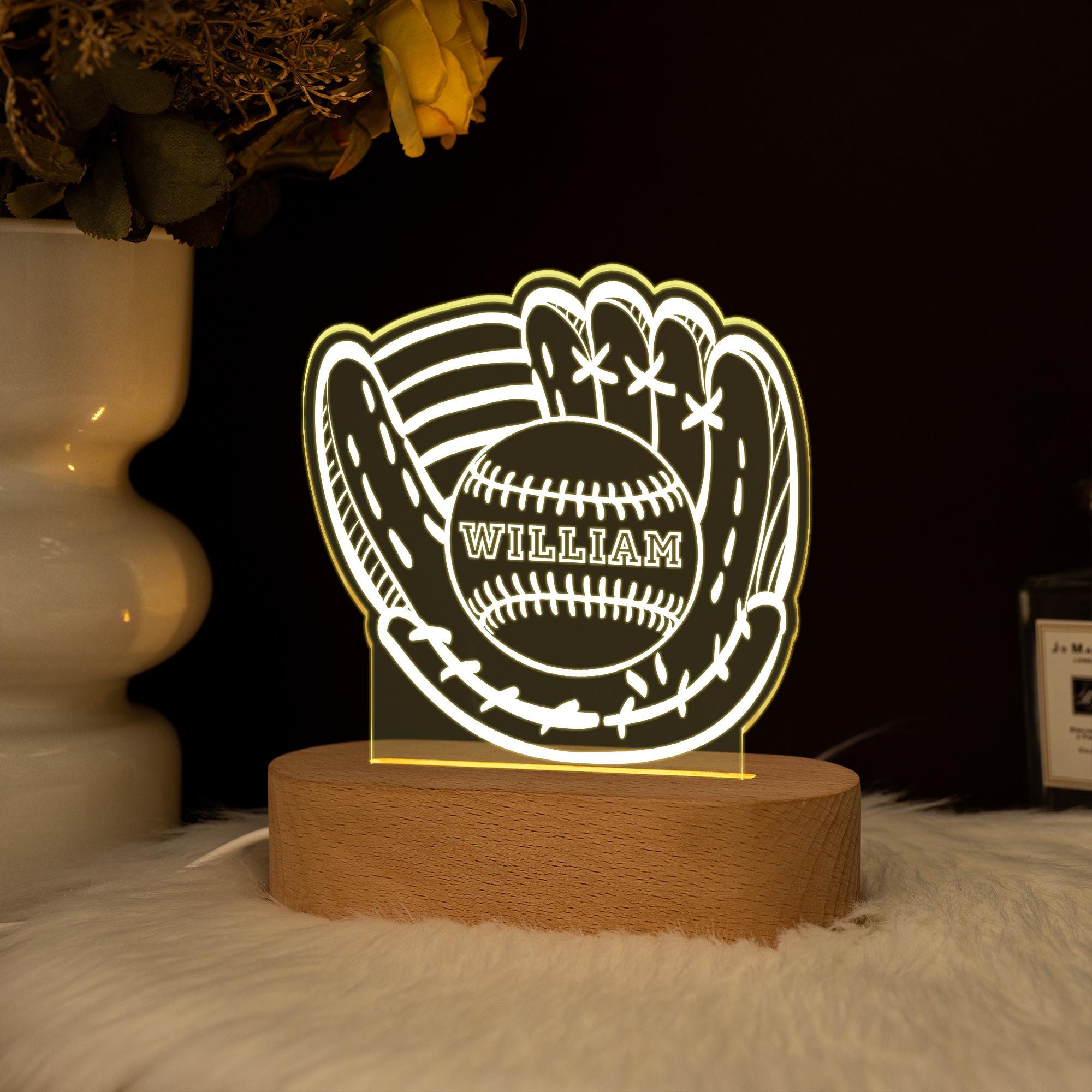 Personalized Baseball Glover LED Night Light