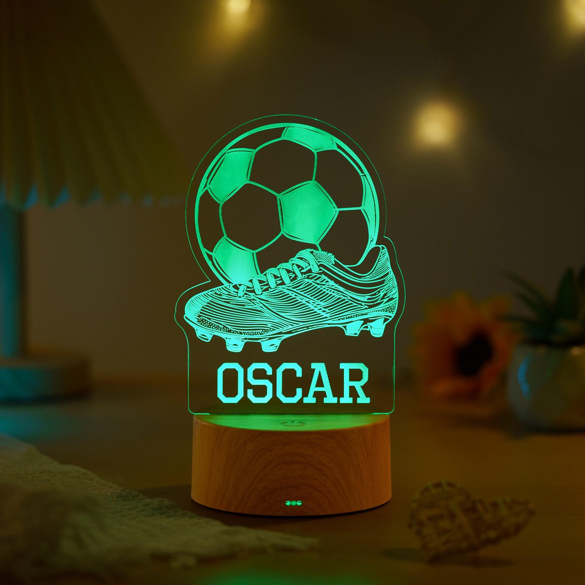 Personalised Football Night Light,Custom Name Soccer LED Lamp,Players Birthday Gift,Sport Fans Bedroom Decor,Team Fan Sign,Kids Bedside Lamp