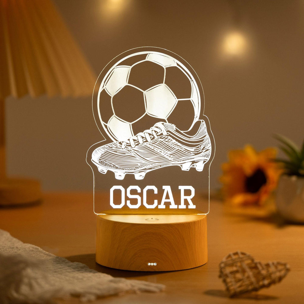 Personalised Football Night Light,Custom Name Soccer LED Lamp,Players Birthday Gift,Sport Fans Bedroom Decor,Team Fan Sign,Kids Bedside Lamp