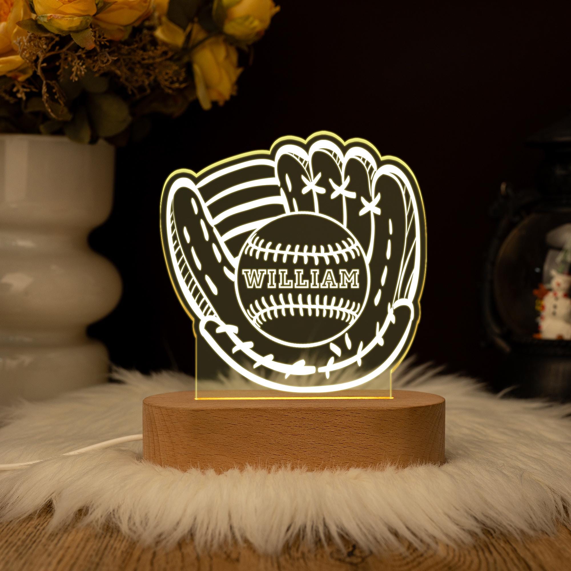 Personalized Baseball Glover LED Night Light